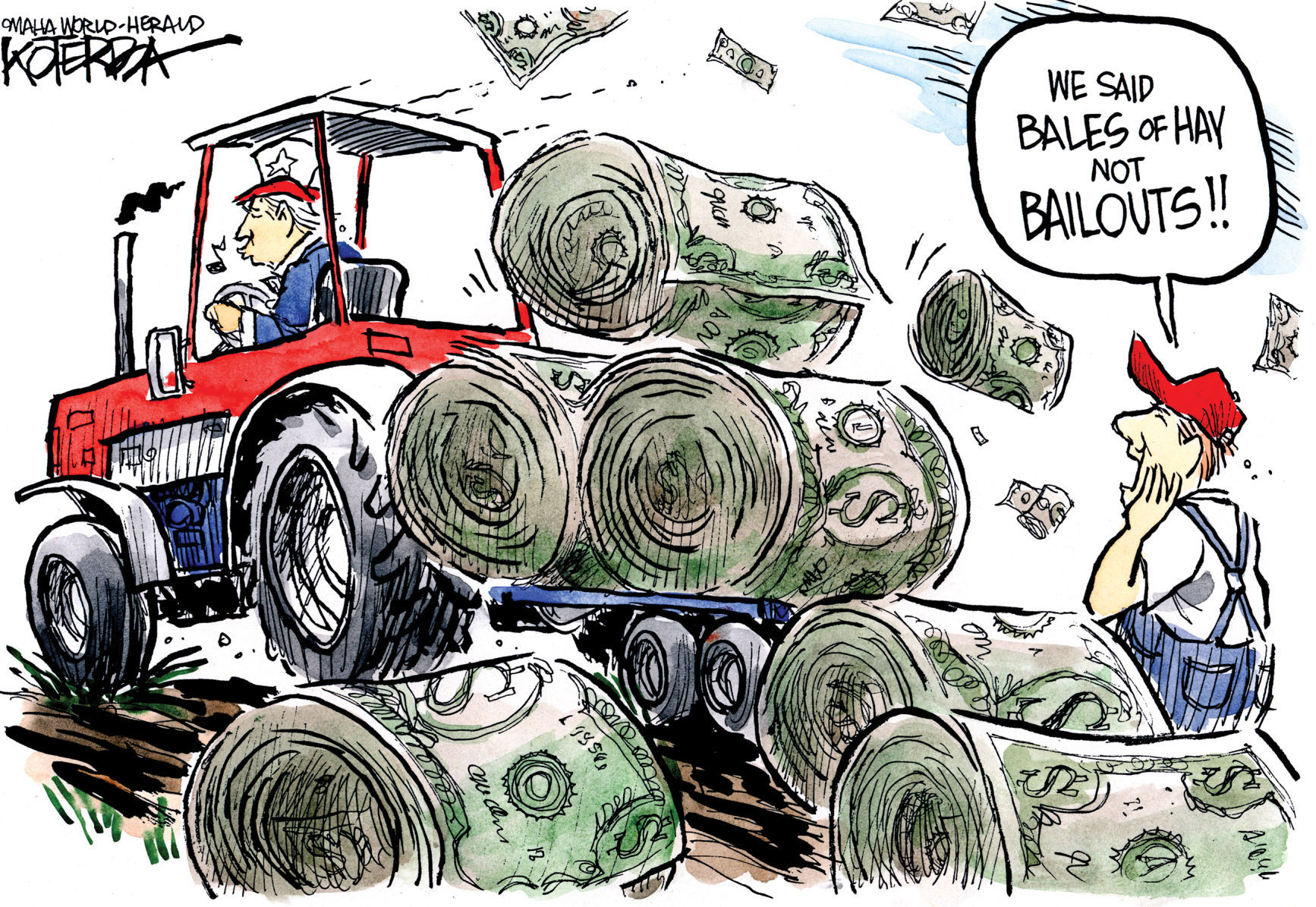 Trump Bails Out Farmers by Jeff Koterba, Omaha World Herald